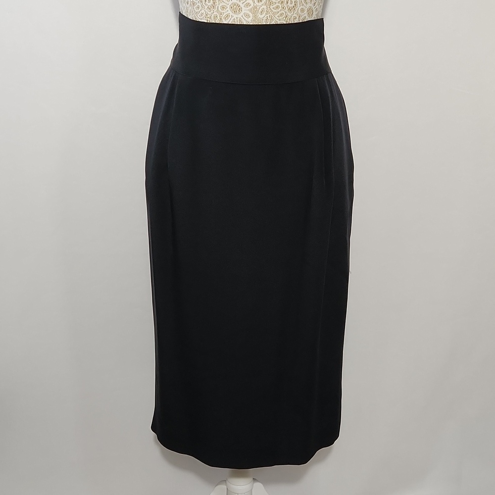Flora Kung New York Skirt 100% Silk Pleated Lined Zip Button Wide Waist Band 12